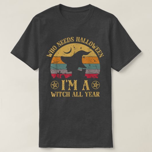 Witchy Magic Spooky Witches Broomstick T-shirt (Design voorkant)