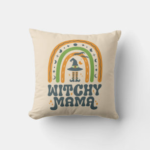 Witchy Mama Moeder Regenboog Groovy Halloween Kussen