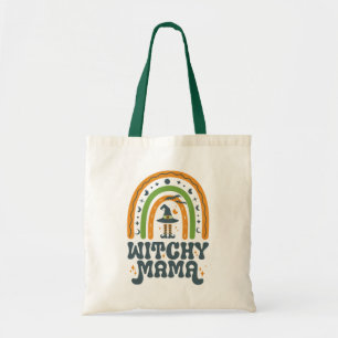 Witchy Mama Moeder Regenboog Groovy Halloween Tote Bag