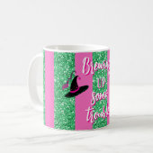 Witchy Meisjes Roze & Groen Halloween Custom Mok (Voorkant links)