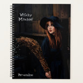Witchy Mischief Fun Quote Broomstick Cool Journal Planner (Voorkant)