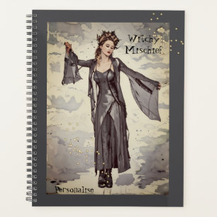 Witchy Mischief Fun Quote Grey Journal Planner