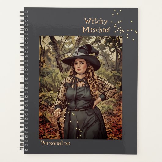  Witchy Mischief Quote Fun Journal Grey Planner (Voorkant)