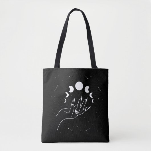 Witchy moon faseert hand canvas tas (Voorkant)
