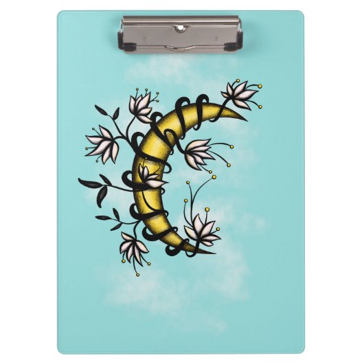 Witchy Moon in Flowers Wiccan Klembord (Voorkant)