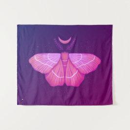 Witchy Moth Butterfly Paarse magische insect Wandkleed
