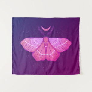 Witchy Moth Butterfly Paarse magische insect Wandkleed
