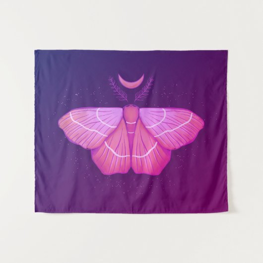 Witchy Moth Butterfly Paarse magische insect Wandkleed (Voorkant (horizontaal))