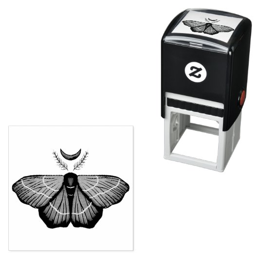 Witchy Moth Moon Magical Insect Cotvoordcore Zelfinktende Stempel (In situ)