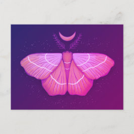 Witchy Moth Moon Paars Magical Insect Cottcore Briefkaart