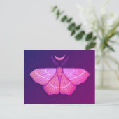 Witchy Moth Moon Paars Magical Insect Cottcore Briefkaart (Staand voorkant)