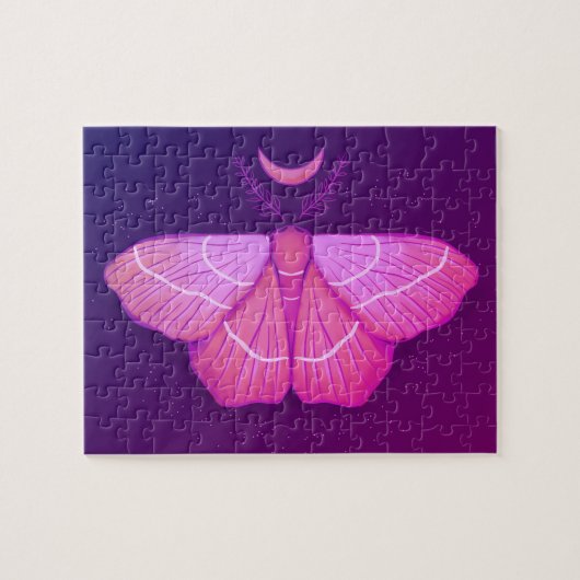 Witchy Moth Moon Paars Magical Insect Cottcore Legpuzzel (Horizontaal)