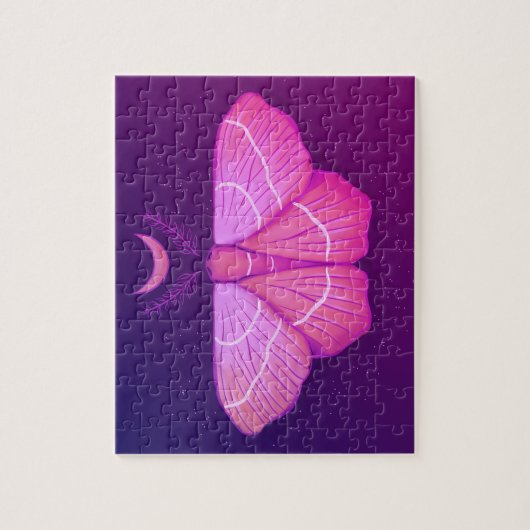 Witchy Moth Moon Paars Magical Insect Cottcore Legpuzzel (Verticaal)