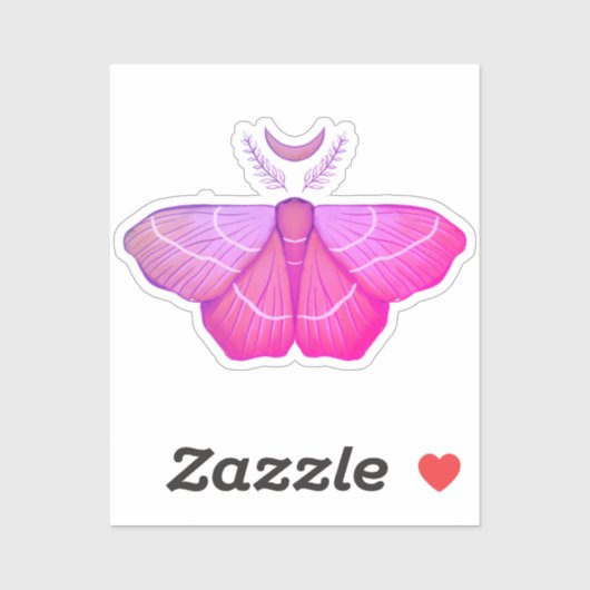 Witchy Moth Moon Paars Magical Insect Cottcore Sticker (Vel)