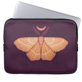 Witchy Moth Moon Paars Magical Insect Laptop Sleeve