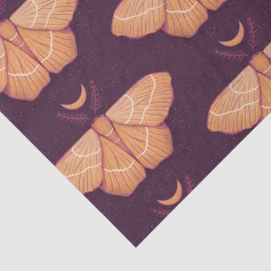 Witchy Moth Moon Paars Magical Insect Tissuepapier (Detail)
