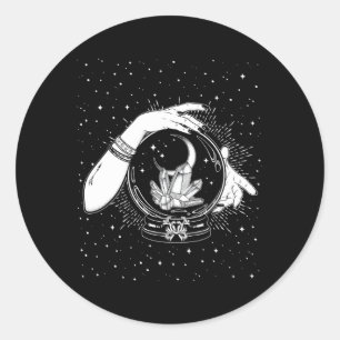 Witchy Mystic Crystal Ball Gypsy Fortune Teller Ha Ronde Sticker