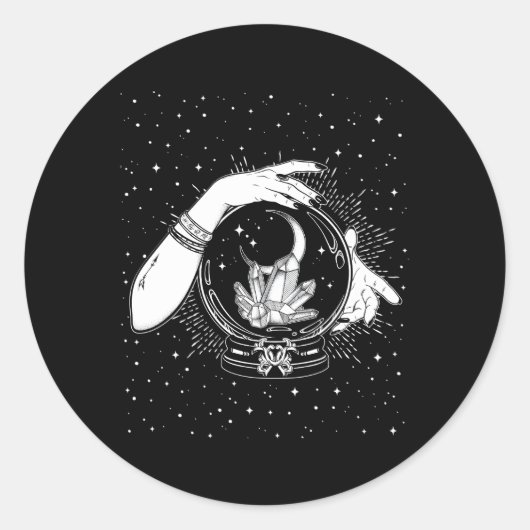 Witchy Mystic Crystal Ball Gypsy Fortune Teller Ha Ronde Sticker (Voorkant)