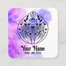 Witchy Mystic Moth Moon Spiritual Business Card Vierkante Visitekaartje