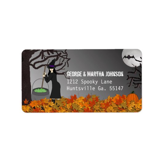 Witchy Night Halloween Adres Stickers (Voorkant)