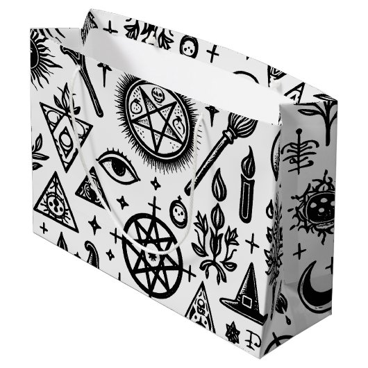 Witchy Occult Symbolen Gift Bag Groot Cadeauzakje (Achterkant Gekanteld)