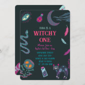 Witchy One 1e verjaardag Halloween Uitnodiging (Voorkant / Achterkant)