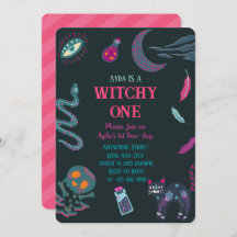 Witchy One 1e verjaardag Halloween Uitnodiging
