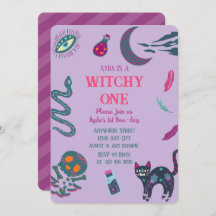 Witchy One Halloween Verjaardag Uitnodiging