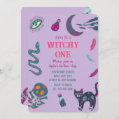 Witchy One Halloween Verjaardag Uitnodiging (Voorkant / Achterkant)