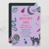 Witchy One Halloween Verjaardag Uitnodiging (Voorkant / Achterkant)