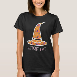 "Witchy One" Oranje Halloween Pattern Witch Pet T-shirt