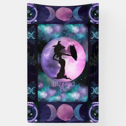 Witchy Paars, Book of shadows, Witch Owl Moon Spandoek (Verticaal)