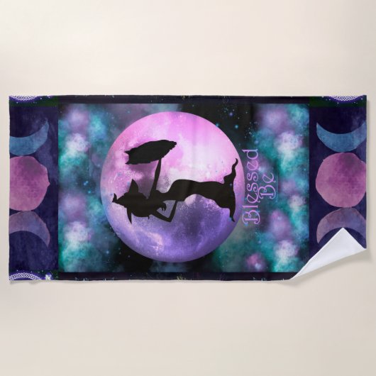 Witchy Paars, Book of shadows, Witch Owl Moon Strandlaken (Voorkant)