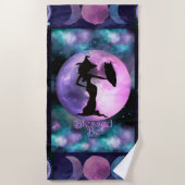 Witchy Paars, Book of shadows, Witch Owl Moon Strandlaken (Voorkant)