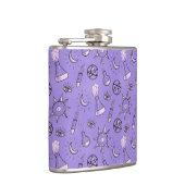 Witchy Paarse Potion, Moon, Sun en Eye Pattern Heupfles (Rechts)