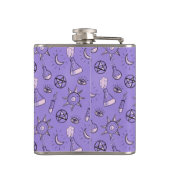 Witchy Paarse Potion, Moon, Sun en Eye Pattern Heupfles (Achterkant)