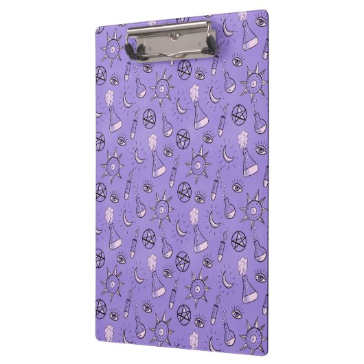 Witchy Paarse Potion, Moon, Sun en Eye Pattern Klembord (Links)