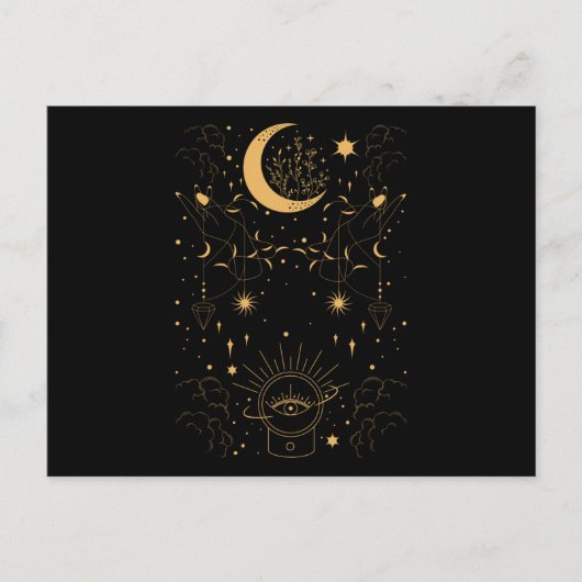 Witchy Pastel Gothic Crescent Briefkaart (Voorkant)