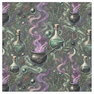 Witchy Pattern-Cauldron en Potion Design Stof