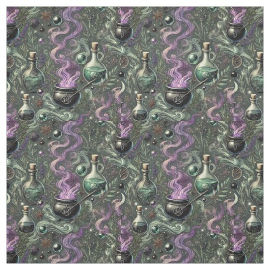 Witchy Pattern-Cauldron en Potion Design Stof (Swatch)