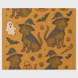 Witchy Paws & Pumpkin Howls Halloween Patroon Cadeaupapier