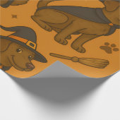 Witchy Paws & Pumpkin Howls Halloween Patroon Cadeaupapier (Hoek)
