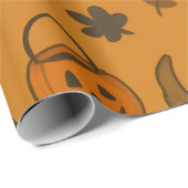 Witchy Paws & Pumpkin Howls Halloween Patroon Cadeaupapier (Rol Hoek)