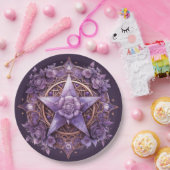 Witchy Pentacle Party Bord – Paarse Rozen ontwerp (Feest)