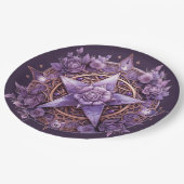 Witchy Pentacle Party Bord – Paarse Rozen ontwerp (Gekanteld)