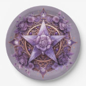 Witchy Pentacle Party Bord – Paarse Rozen ontwerp (Voorkant)