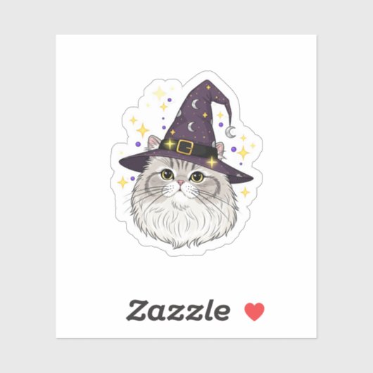 Witchy Perzisch - Fluffy Perzische kat Halloween Sticker (Vel)