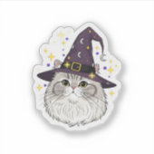 Witchy Perzisch - Fluffy Perzische kat Halloween Sticker (Voorkant)