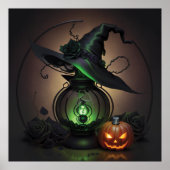Witchy Pet lantaarn en pompoen Poster (Voorkant)