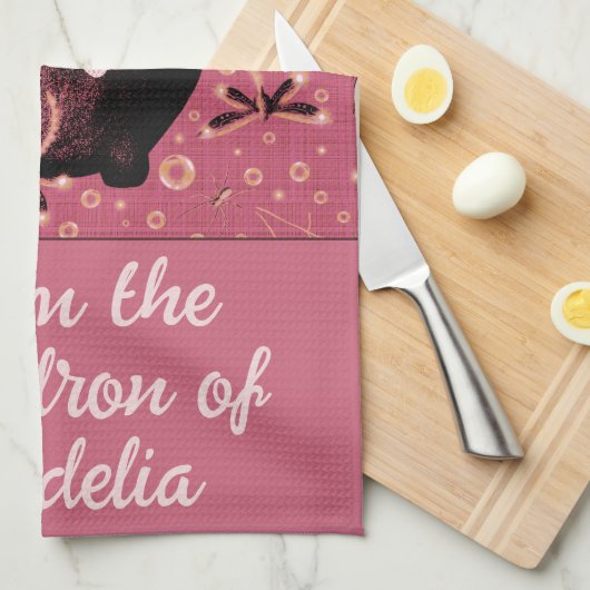 Witchy Pink Cauldron Bubbles Gepersonaliseerde naa Theedoek (Quarter Fold)